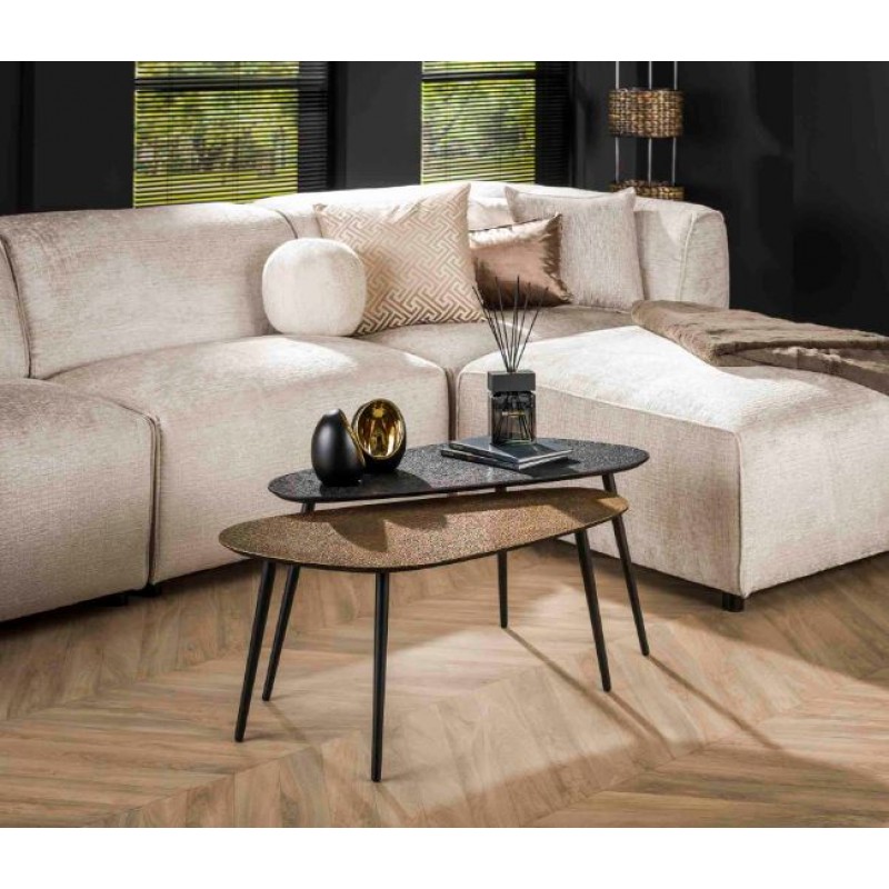 ZI Metallic Coffee Table Kidney Black Gold